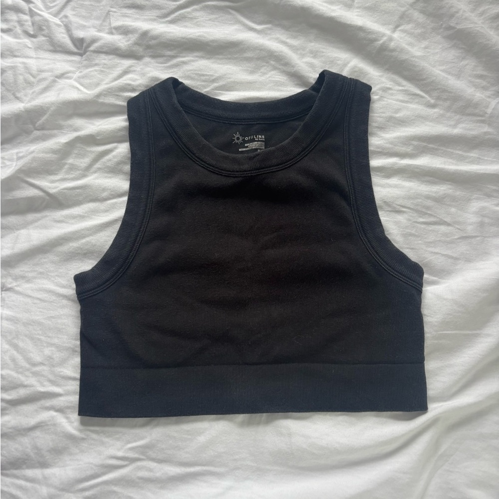 Offline High Neck Black Crop Top
